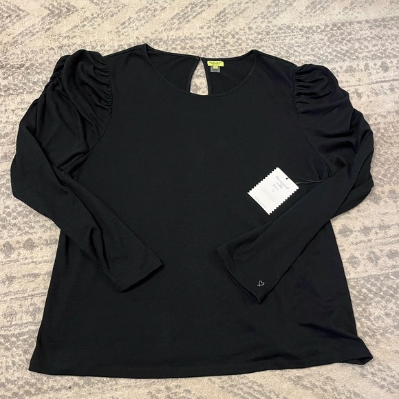 🆕 Stella & Dot Size 1X Black Long sleeve top with shoulder ruching, NWT - Picture 5 of 14